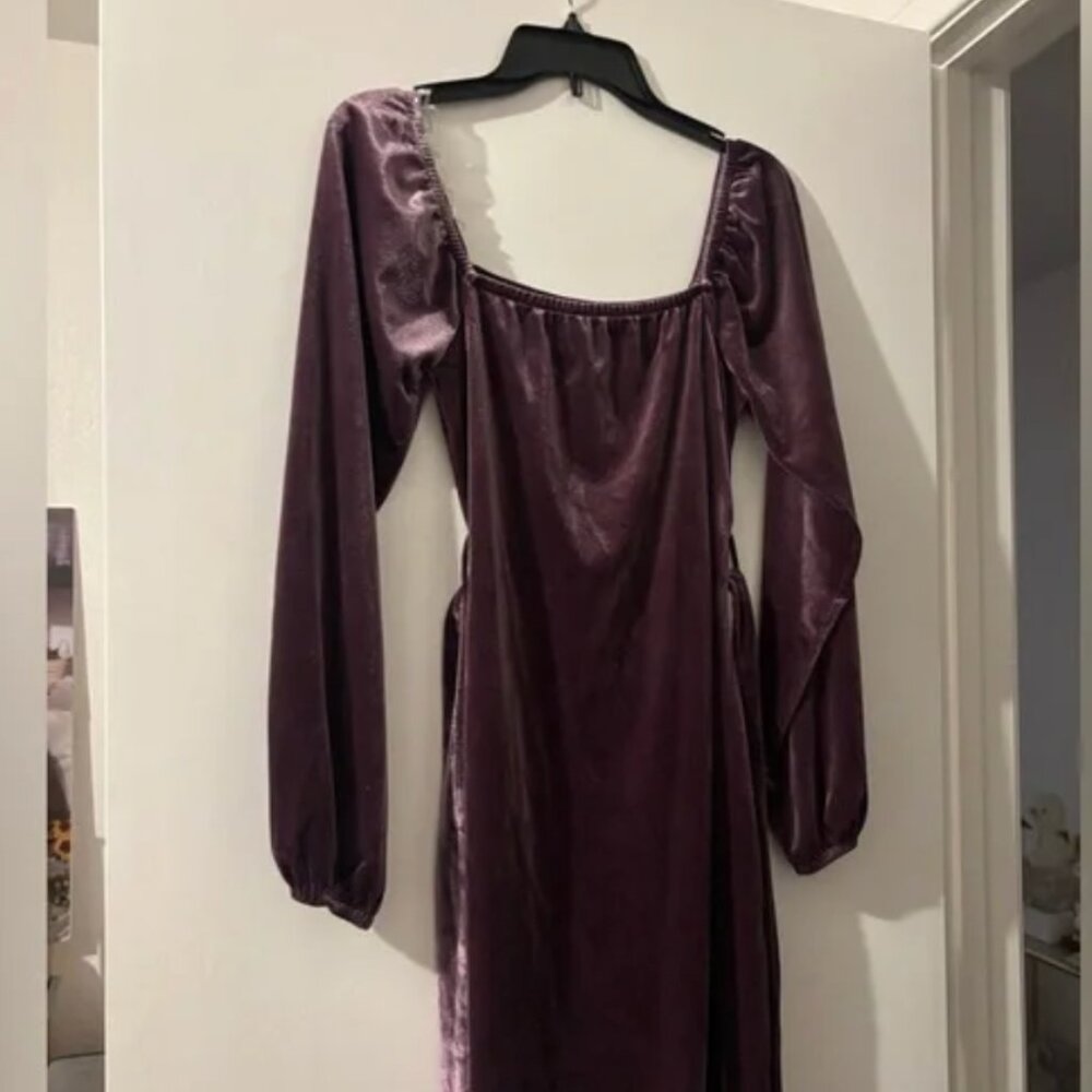And Now This purple longe sleeve dress- velvet